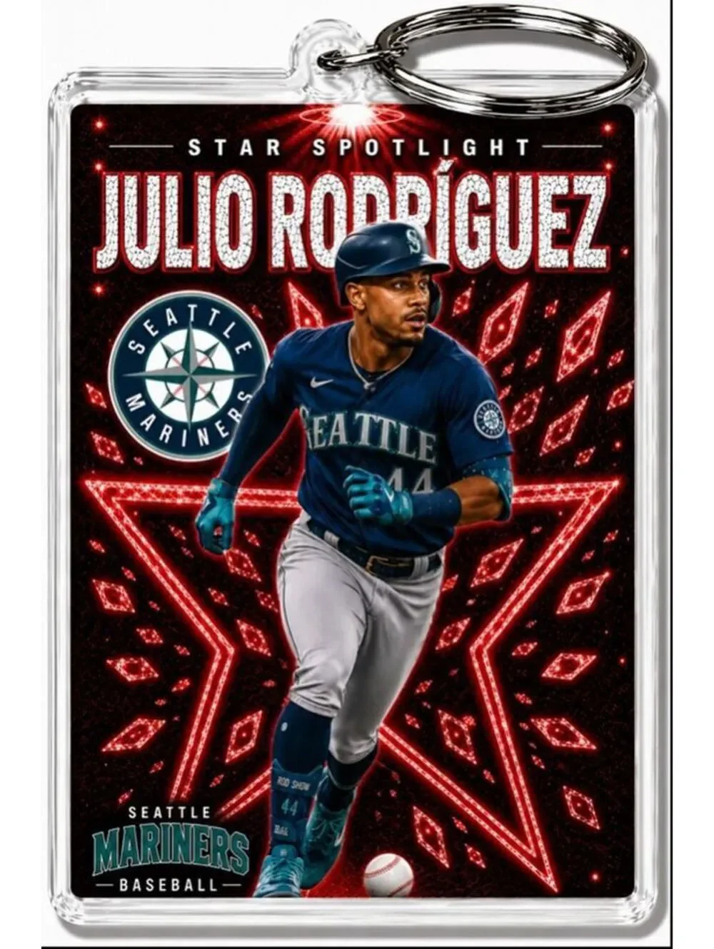 3972 Julio Rodriguez Keychain Red Spotlight Premium Keychain No Nameplate